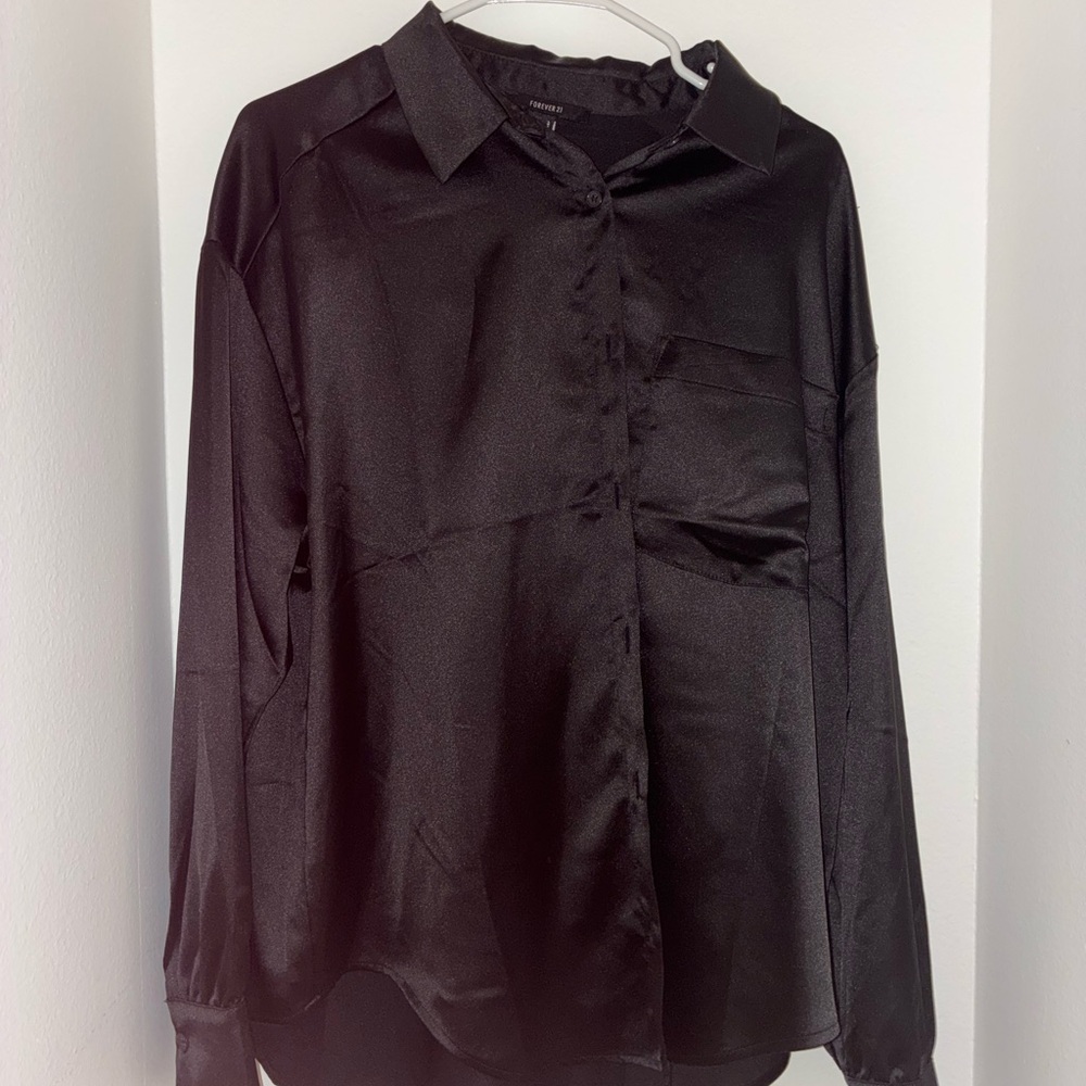 Forever 21 Shiny Black Blouse